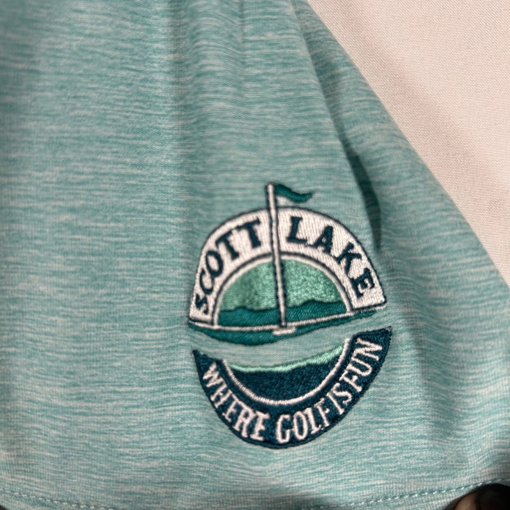 Antigua Polo Shirt Women Medium Teal NEW Scott Lake Golf Club Heathered 105239 - Picture 4 of 7